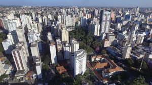 An overhead panorama of the Center of Campinas, Brazil.