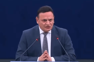 David Casa speaking at the European Parliament opposing proposed EU online gambling tax measures affecting Malta's gaming industry operators