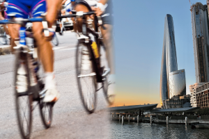 SBS Tour de France coverage and Crown Sydney casino resort image used in ACMA ruling on gambling advertising breach during live sport broadcast.