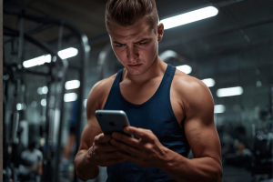College athlete looking at abusive social media messages on smartphone after sports betting loss. Fanatics launches program targeting online abuse against athletes through sportsbook enforcement measures