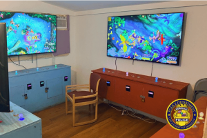 Honolulu Police Department image showing an alleged illegal gambling room on Waimakua Place with electronic fish game gambling machines seized during a Honolulu gambling investigation.