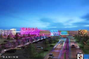 Concept rendering of the proposed Lumbee Dark Water Resort and casino complex planned by the Lumbee Tribe in Robeson County, North Carolina. Lumbee voters reject gaming amendment ending casino debate for now in North Carolina