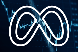 Meta logo over financial trading charts representing Meta's exploration of prediction markets amid CFTC regulatory scrutiny and industry developments.