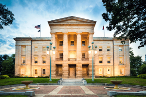 North Carolina State Capitol building in Raleigh, where lawmakers approved Senate Bill 595 changing sports betting taxes, reporting requirements, and gambling winnings withholding.