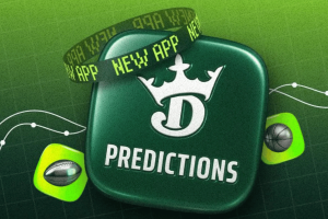 DraftKings Predictions app logo promoting federally regulated sports prediction markets and event contract trading expansion in the United States. DraftKings pushes deeper into federally regulated sports prediction markets through Railbird