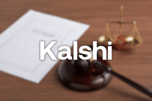 Kalshi legal challenges illustration with judge's gavel and scales of justice representing lawsuits, regulation, and prediction market news.