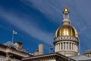 Gold dome of the New Jersey State House in Trenton, where legislators are considering a 9% prediction market surtax