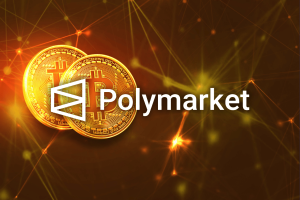 Polymarket logo displayed over Bitcoin coins, illustrating a lawsuit alleging the prediction market platform changed Bitcoin market resolution rules after the outcome.