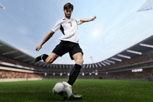 Football player in a stadium illustrating UK government crackdown on unlicensed gambling sponsorships in Premier League football