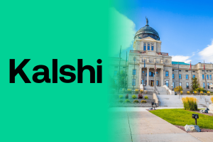 Kalshi logo alongside the Montana State Capitol as a federal judge rejects the prediction market operator’s injunction request