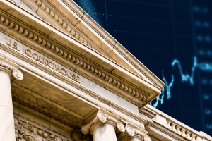 U.S. courthouse with financial market chart illustrating Novig lawsuits, Kalshi legal battles and CFTC prediction market regulation.
