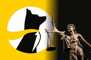 Underdog Sports logo alongside Lady Justice holding scales, illustrating the lawsuit over its Aristotle exchange acquisition. Underdog challenges state prediction market enforcement lawsuits