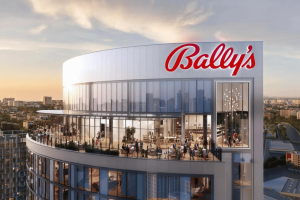 Bally’s casino resort exterior rendering as the company faces CFO transition and multibillion-dollar expansion projects. Bally’s finance chief exits as casino giant faces costly expansion pressures