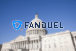 FanDuel logo over the US Capitol as Congress scrutinizes its VIP sports betting program and gambling safeguards