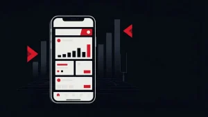 Editorial illustration of a smartphone and rising abstract download bars for NFL betting apps