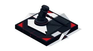 Editorial illustration of Nevada regulation intersecting with sports prediction markets and betting contracts