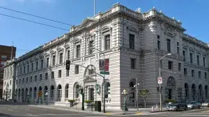 The exterior of the James R. Browning United States Court of Appeals Building in San Francisco.
